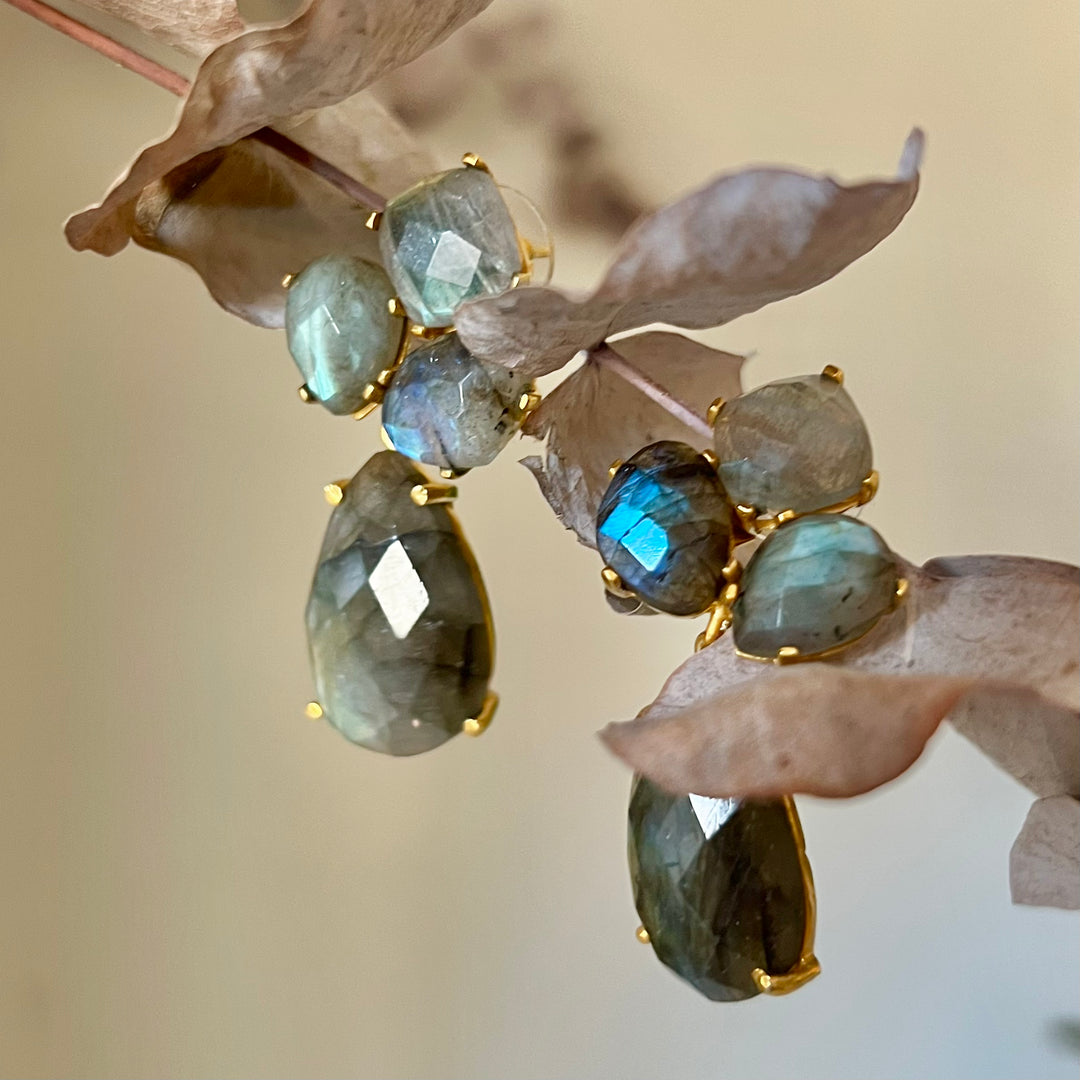 Boucles d'oreilles en pierre de labradorite Inle