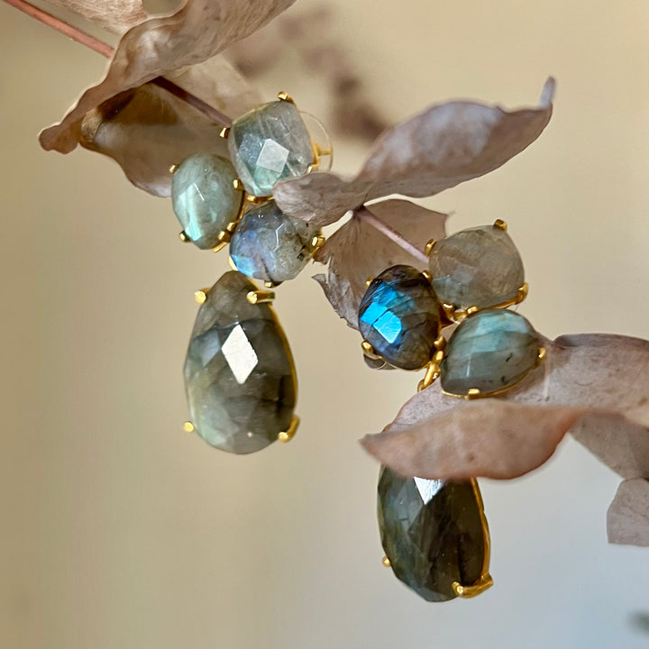 Boucles d'oreilles en pierre de labradorite Inle