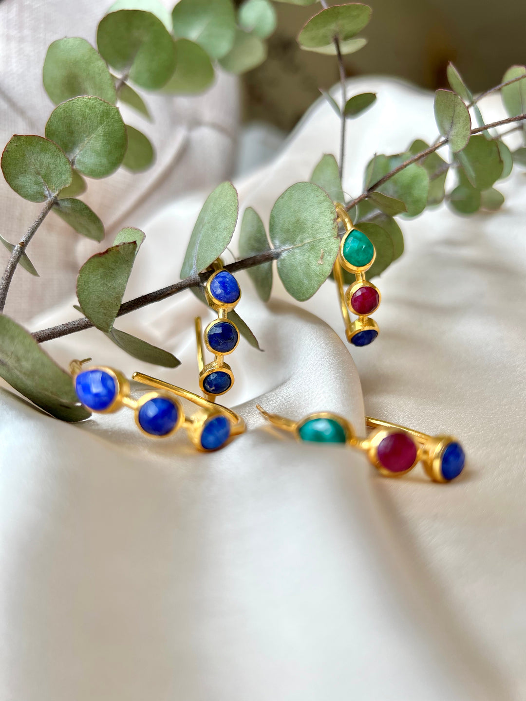 Pendientes piedras Mónaco Zafiro - Mestiza Joyas