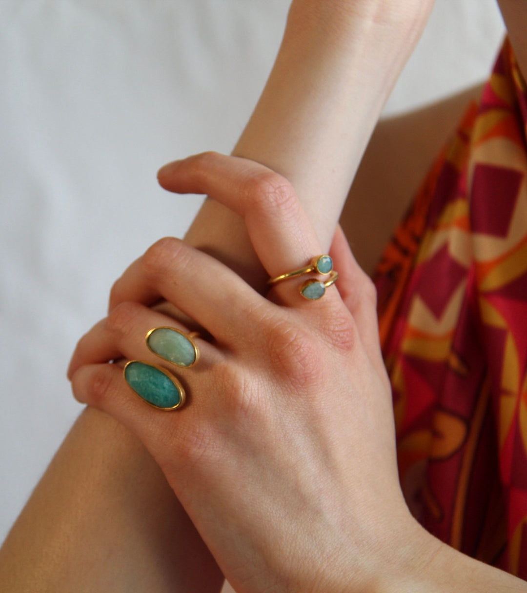 Ring with Green Vienna stones