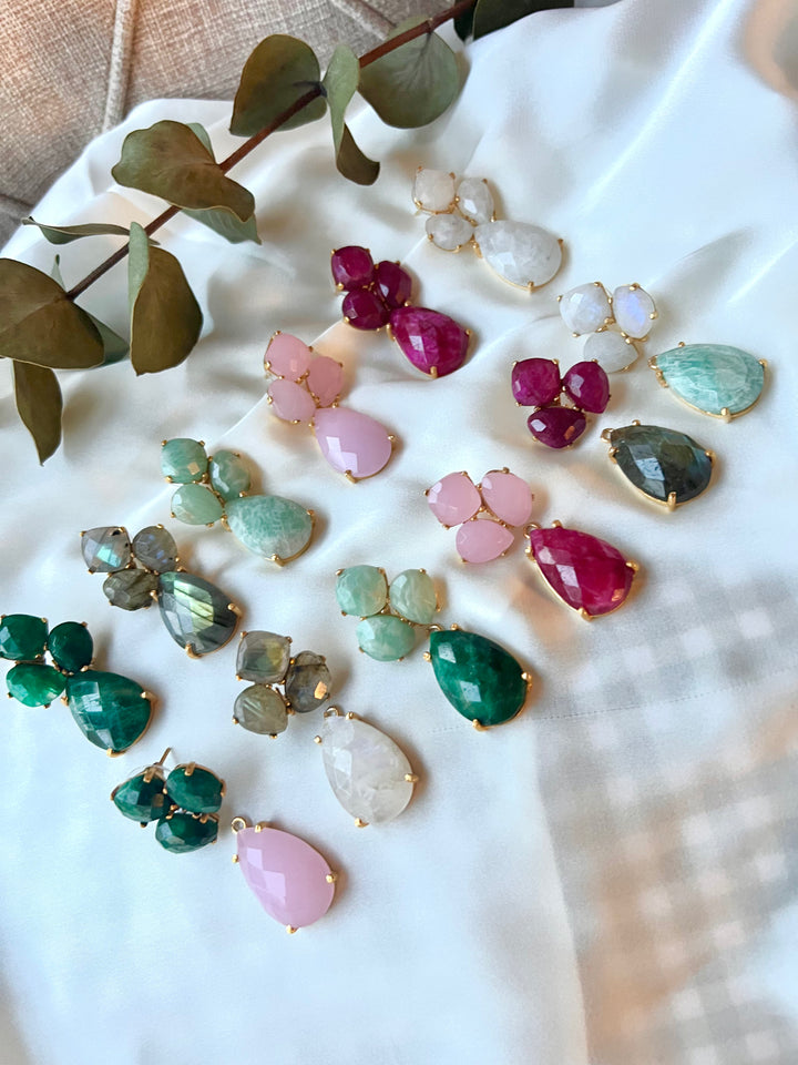 Boucles d'oreilles Inle Rubis et Amazonite