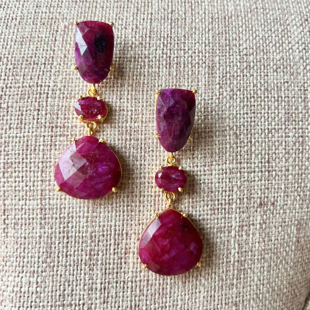 Earrings with Marel Aquamarine, Pink and Lilac stones