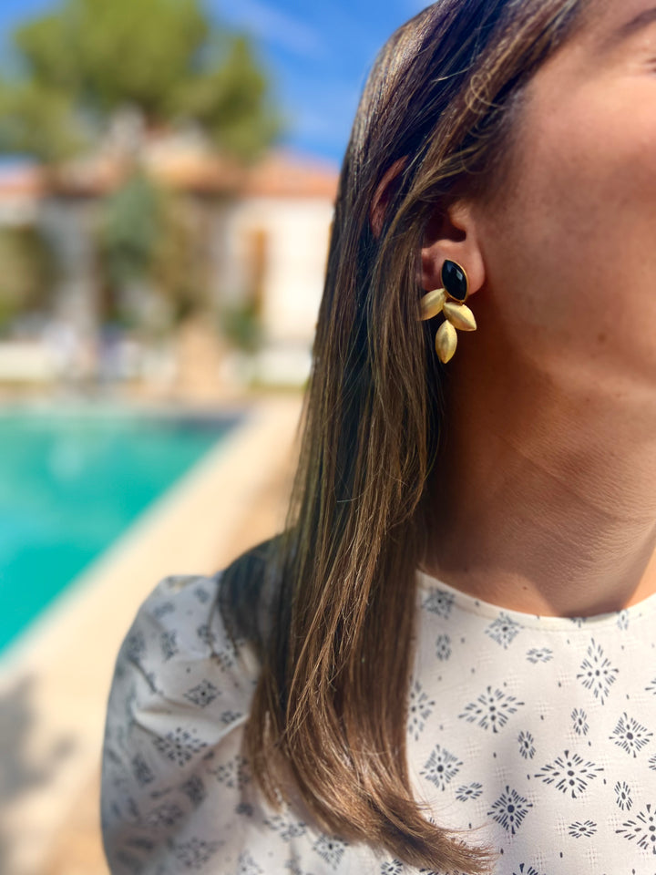Pendientes con piedras Marieta Negro - Mestiza Joyas