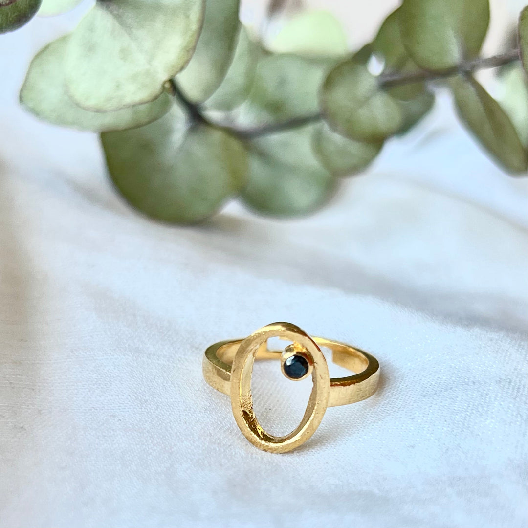 Anillo Fiore Negro - Mestiza Joyas
