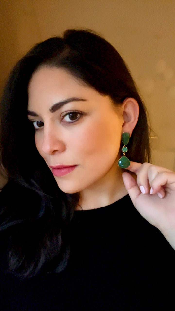 Earrings with Marel Aquamarine, Pink and Lilac stones