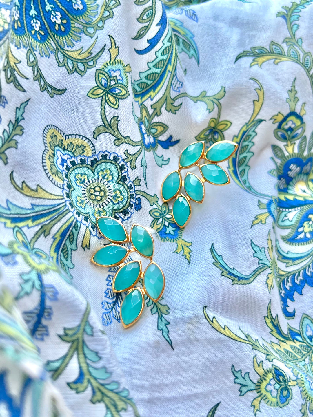 Pendientes piedras Sofía Aguamarina - Mestiza Joyas