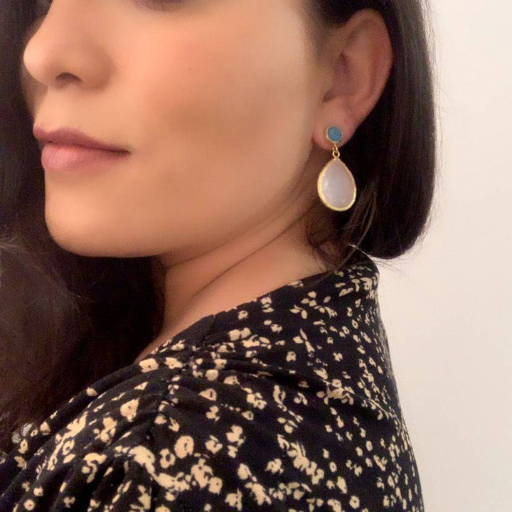 Pendientes con piedras Lugano Azul y Rosa - Mestiza Joyas