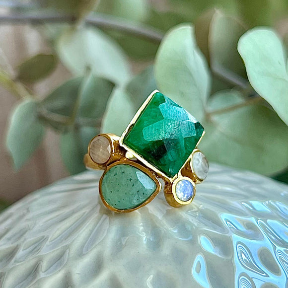 Anillo Bianca Verde, Amazonita y Luna