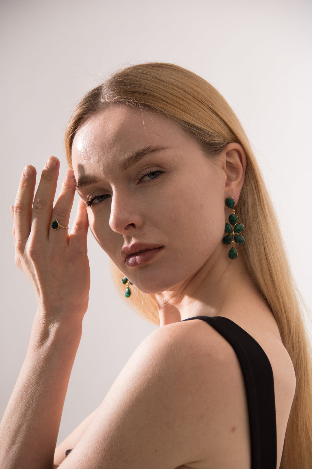 Green Madrid stone earrings