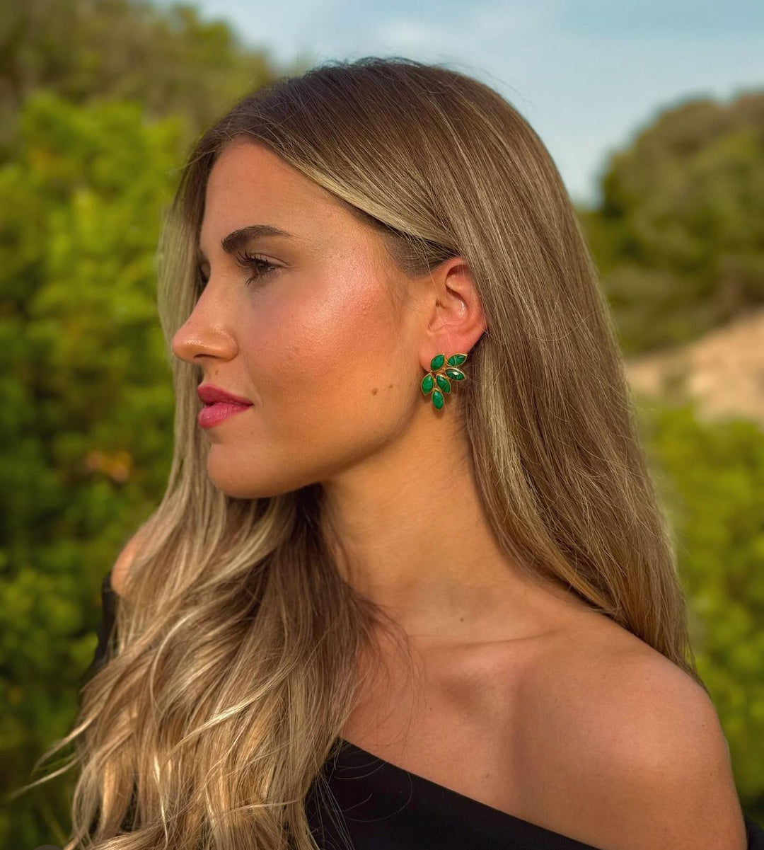 Sofia Emerald stone earrings