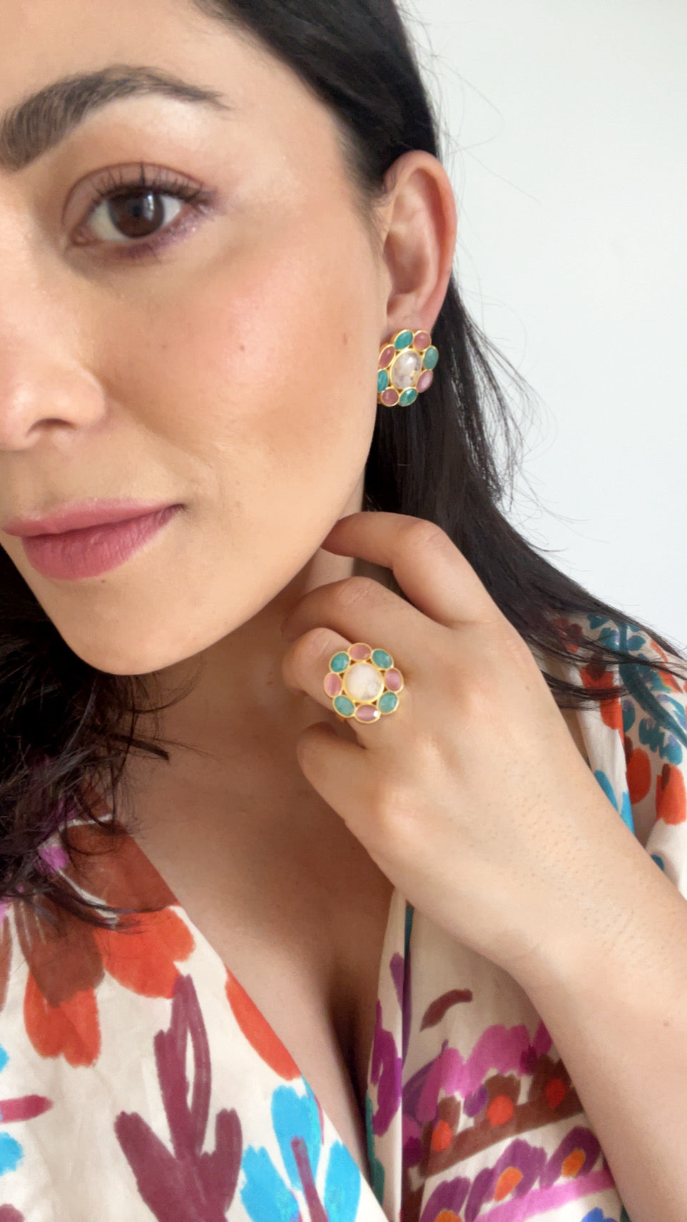 Anillo con piedras Carol Amazonita, Rosa y Luna