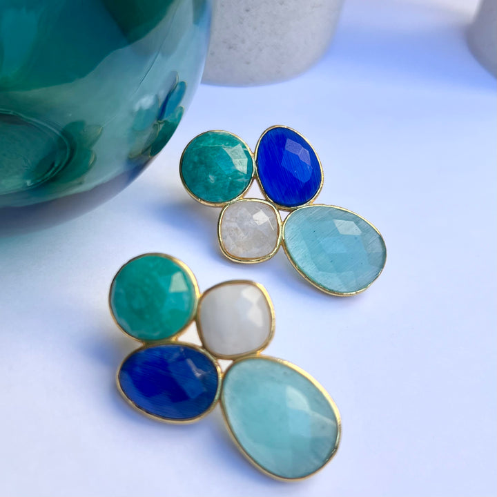 Orecchini con Labradorite Ortensia e pietre di Luna