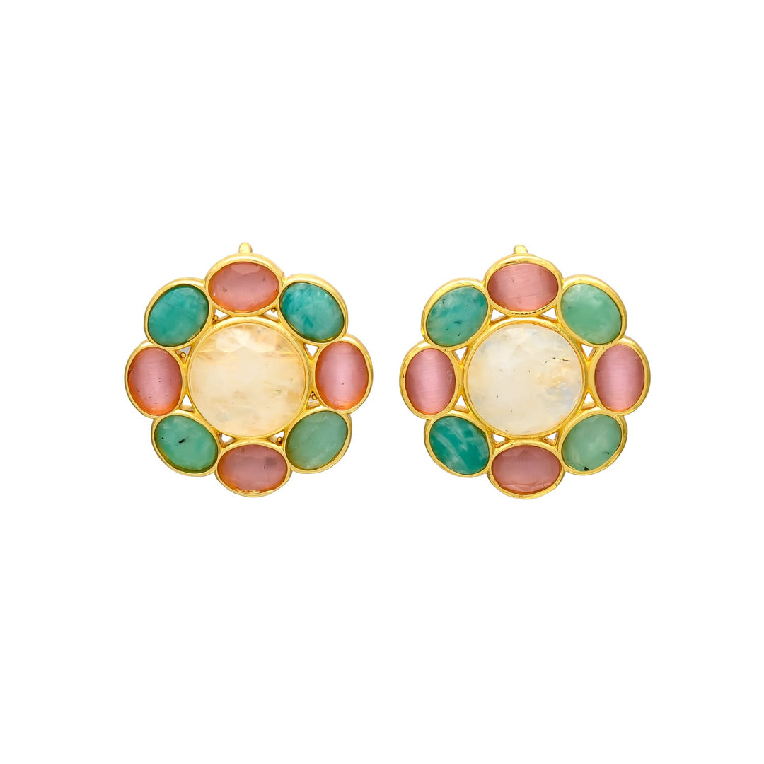 Boucles d'oreilles avec pierres de Florence multicolores