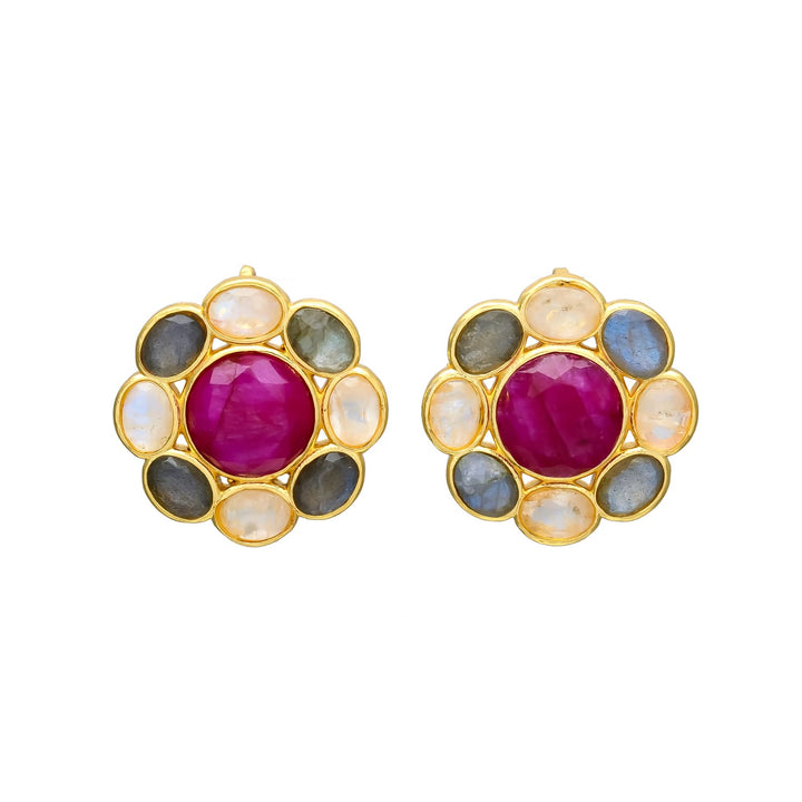 Pendientes con piedras Carol Labradorita, Luna y Granate