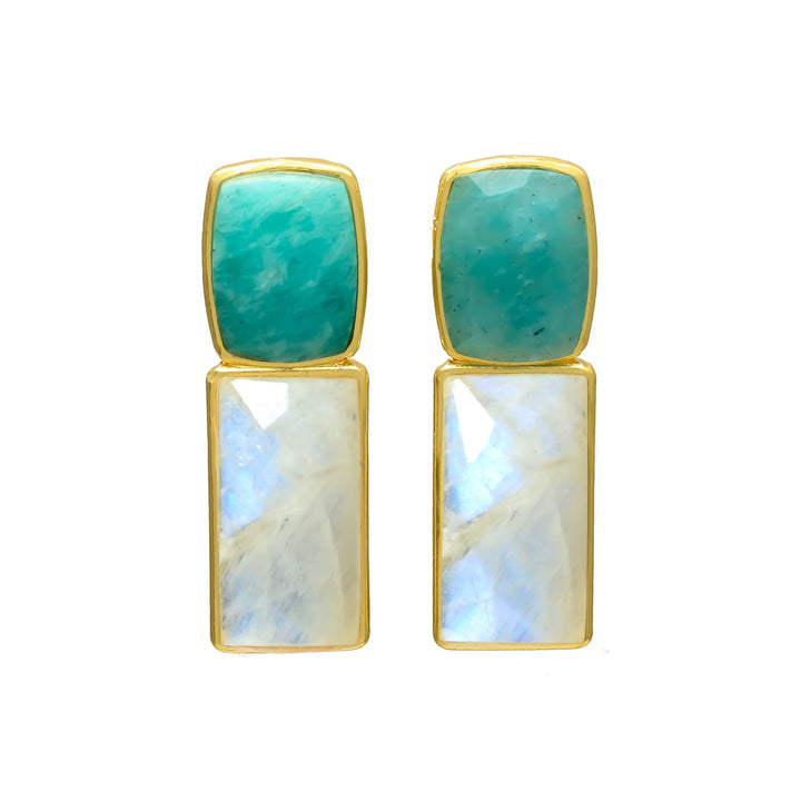 Boucles d'oreilles avec Hortensia Labradorite et Pierres de Lune