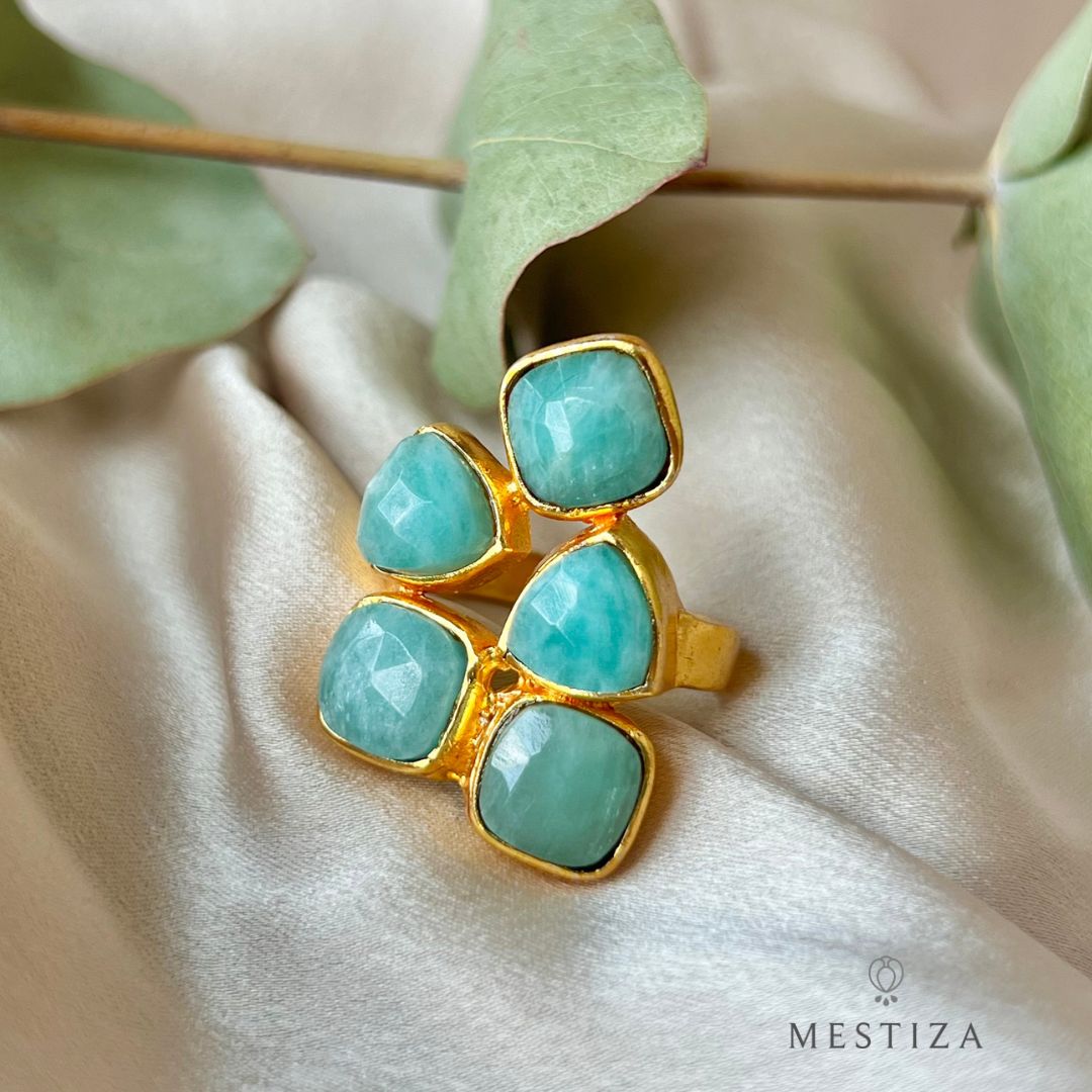 Ring with Blue Shine and Amazonite stones
