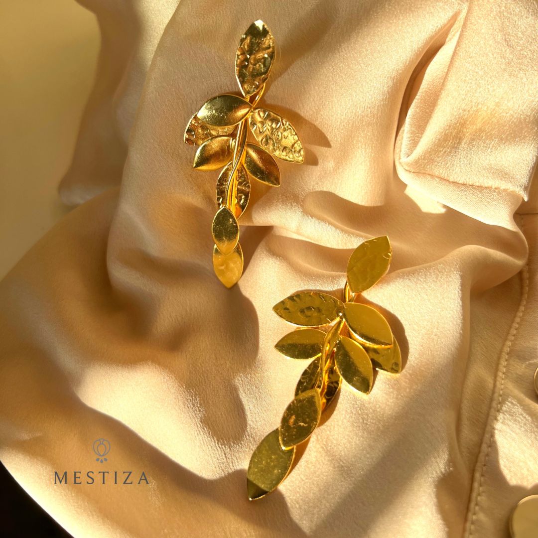 Leaves golden earrings