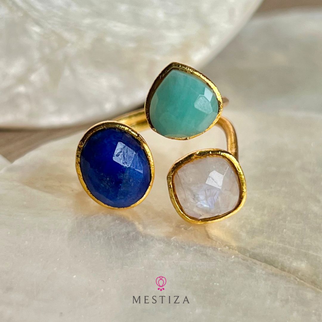 Ring with Blue Soul, Amazonite and Aquamarine stones