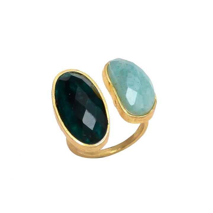 Ring with Allegra Emerald and Aquamarine stones