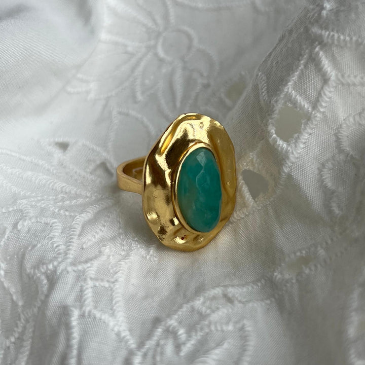 Anillo Oliva Amazonita