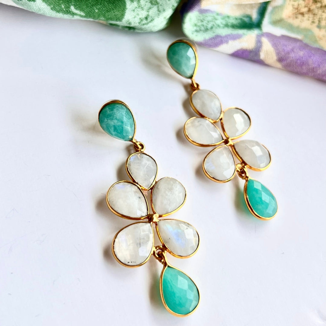 Earrings with Madrid Amazonite and Moonstone stones
