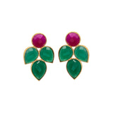 Pendientes Hortensia Calcedonia fucsia y Ónix verde - Mestiza Joyas