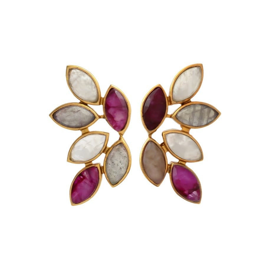 Sofía Luna, Labradorite and Ruby stone earrings
