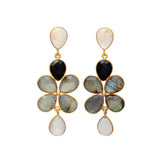 Pendientes con piedras Madrid Luna, Negro y Labradorita - Mestiza Joyas