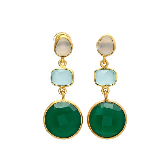 Pendientes Praga Blanco, Aguamarina y Verde - Mestiza Joyas