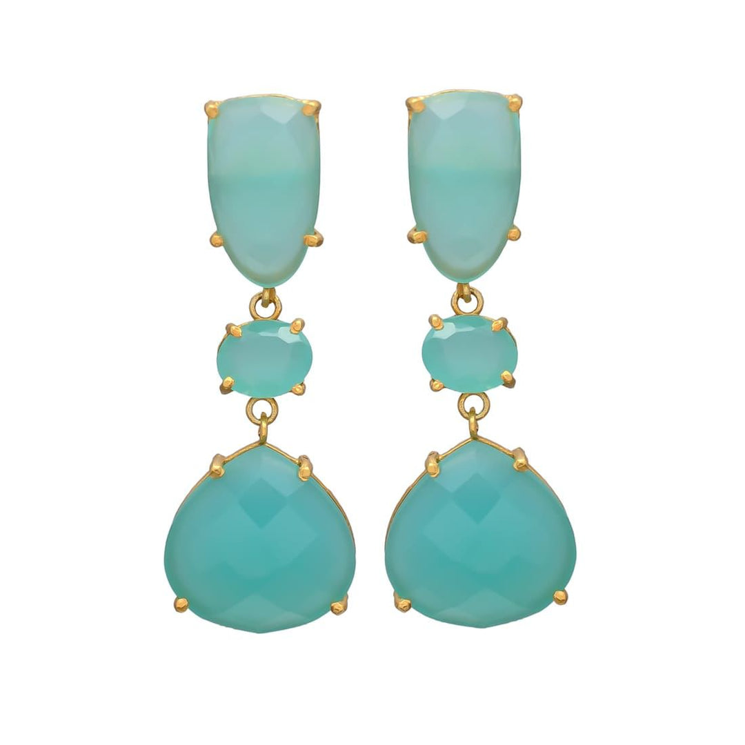 Earrings with Marel Aquamarine, Pink and Lilac stones