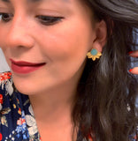 Pendientes Flor Circular Aguamarina - Mestiza Joyas