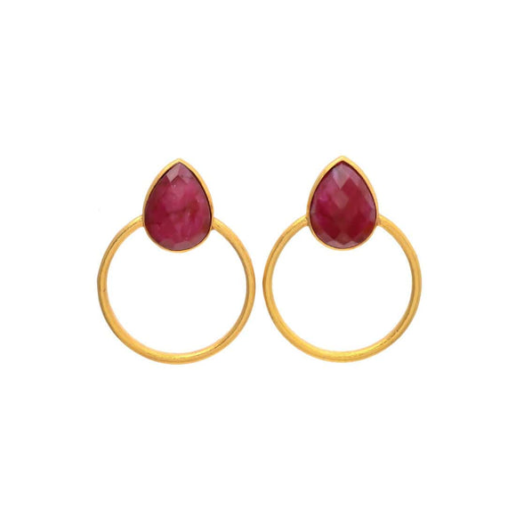Pendientes con piedras Bali Gota Granate - Mestiza Joyas