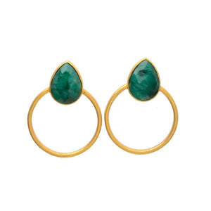 Pendientes con piedras Bali Gota Verde - Mestiza Joyas