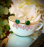 Pendientes con piedras Chiara Verde y Rosa - Mestiza Joyas