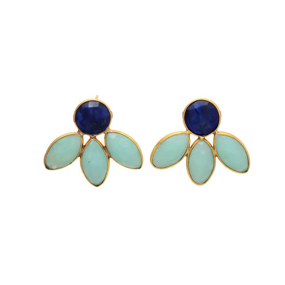 Pendientes con piedras Chiara Zafiro y Amazonita - Mestiza Joyas