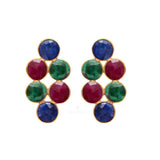Pendientes con piedras Circus Azul, Granate y Verde - Mestiza Joyas