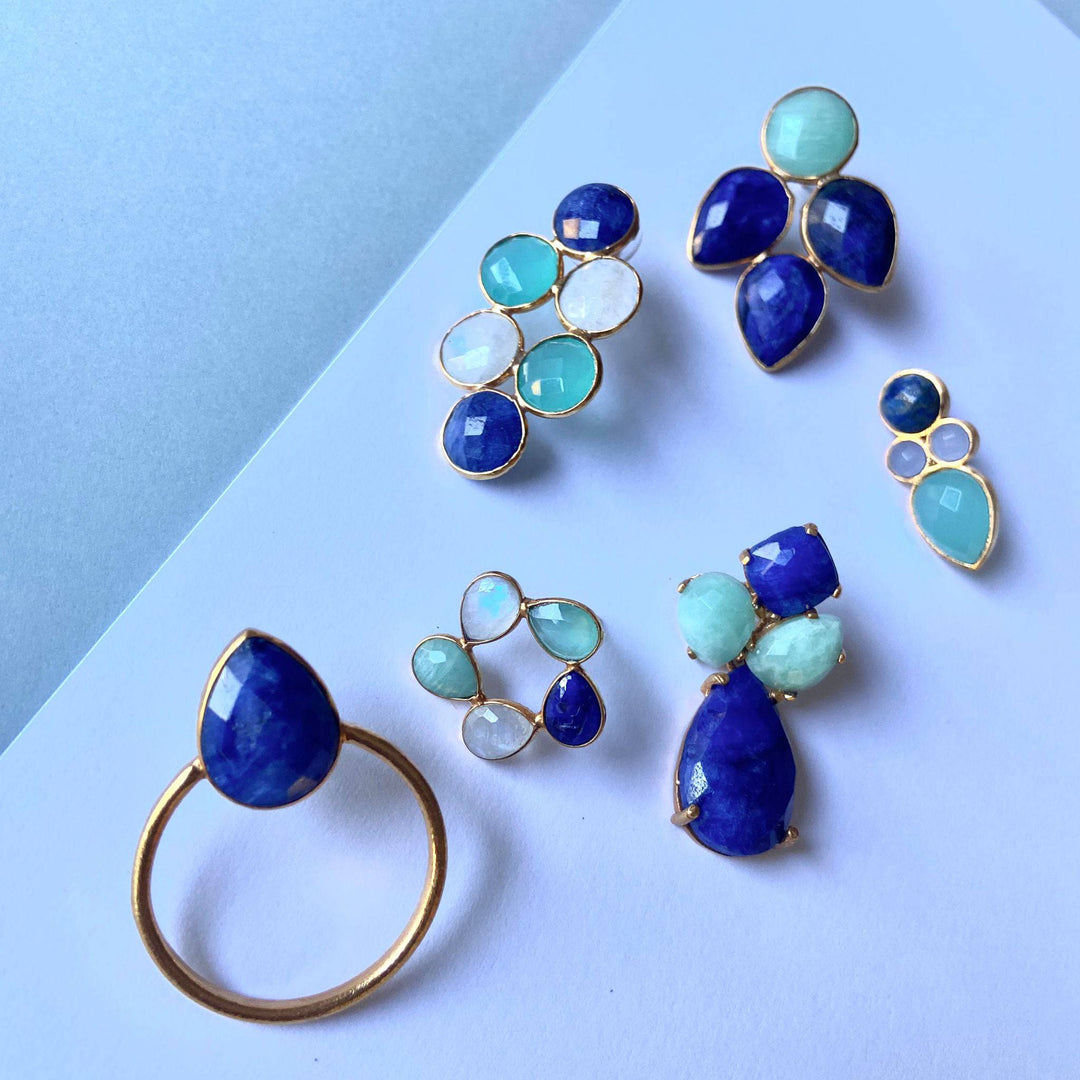 Pendientes con piedras Hortensia Amazonita y Azul - Mestiza Joyas