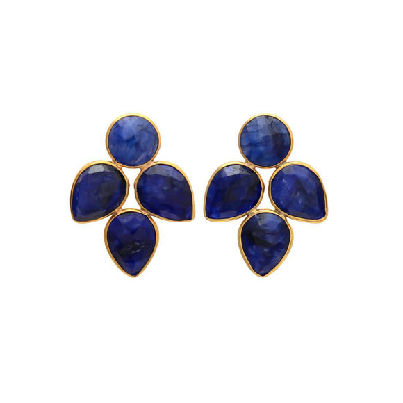 Pendientes con piedras Hortensia Azul - Mestiza Joyas