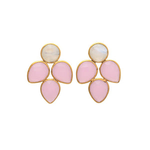 Pendientes con piedras Hortensia Luna y Rosa - Mestiza Joyas