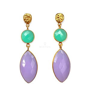 Pendientes con piedras Jaén Aguamarina y Lila - Mestiza Joyas