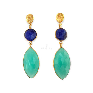 Pendientes con piedras Jaén Azul y Aguamarina - Mestiza Joyas