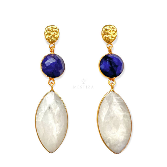 Pendientes con piedras Jaén Azul y Blanco - Mestiza Joyas