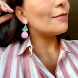 Pendientes con piedras Liz blanco, aguamarina y rosa - Mestiza Joyas