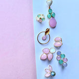 Pendientes con piedras Liz blanco, aguamarina y rosa - Mestiza Joyas