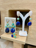 Pendientes con piedras Liz Luna, Amazonita y Zafiro - Mestiza Joyas