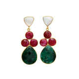 Pendientes con piedras Liz Luna, Rubí y Esmeralda - Mestiza Joyas