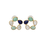 Pendientes con piedras Mallorca Azul , Luna, Aguamarina y Amazonita - Mestiza Joyas