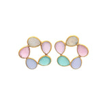 Pendientes con piedras Mallorca Luna, Rosa, Lila y Aguamarina - Mestiza Joyas