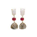 Pendientes con piedras Marel Luna, Rubí y Labradorita - Mestiza Joyas