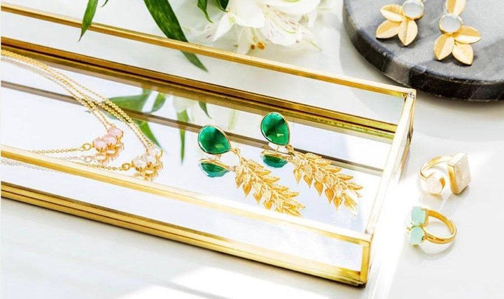 Pendientes con piedras Rama Gota Aguamarina - Mestiza Joyas